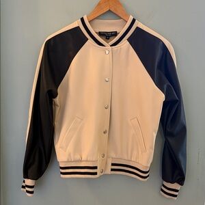 Central Park West Black and Cream Faux Leather Jacket - XS - NWT